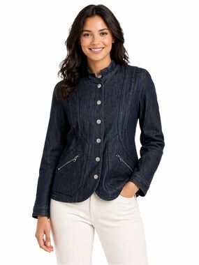 Stella McCartney x HM Blue Cotton Structured Denim Jean Jacket Casual Style 42